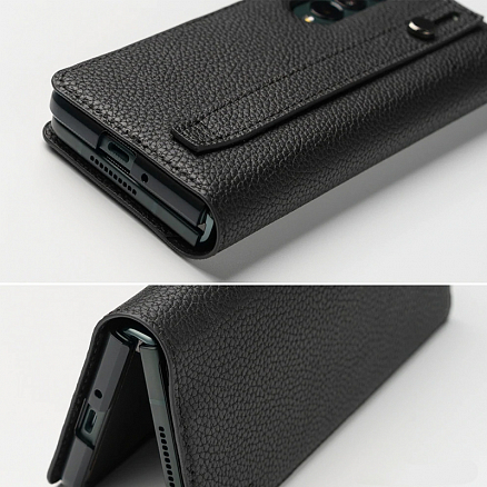 Чехол для Samsung Galaxy Z Fold 3 из натуральной кожи - книжка Ringke Signature EZ Strap черный