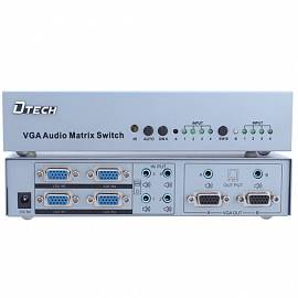 Матричный коммутатор VGA + Audio 4x2 порта (4 VGA входа на 2 VGA выхода) Dtech DT-7026 с пультом