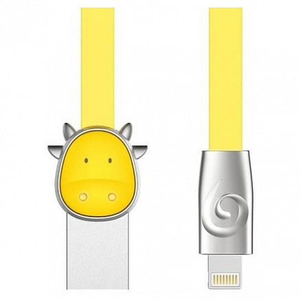 Кабель USB - Lightning для зарядки iPhone 1 м 2.4А плоский Rock Zodiac Cow желтый