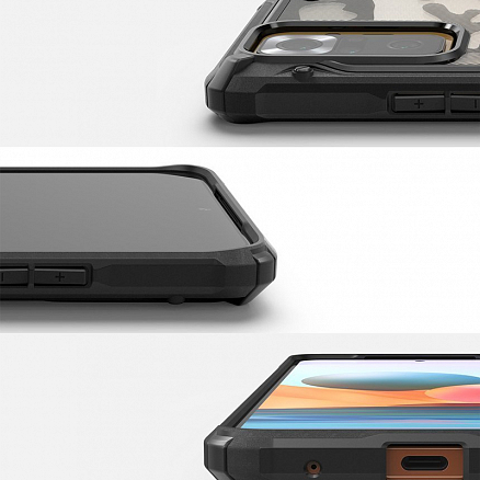 Чехол для Xiaomi Redmi Note 10 Pro гибридный Ringke Fusion X Design Camo черный