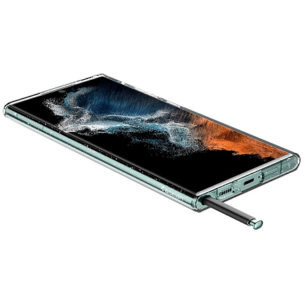 Чехол для Samsung Galaxy S22 Ultra гелевый с блестками Spigen Liquid Crystal Glitter прозрачный