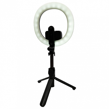 Кольцевая лампа-монопод диаметром 19 см с дополнительной подсветкой XT18s черная