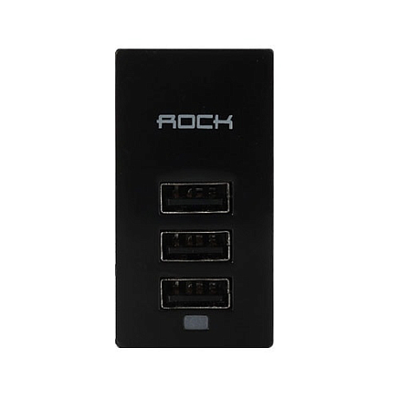 Зарядное устройство сетевое с тремя USB входами 4.4А Rock Charger Trident черное