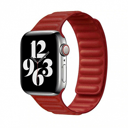 Ремешок-браслет для Apple Watch 42 и 44 мм кожаный Nova Leather Loop красный
