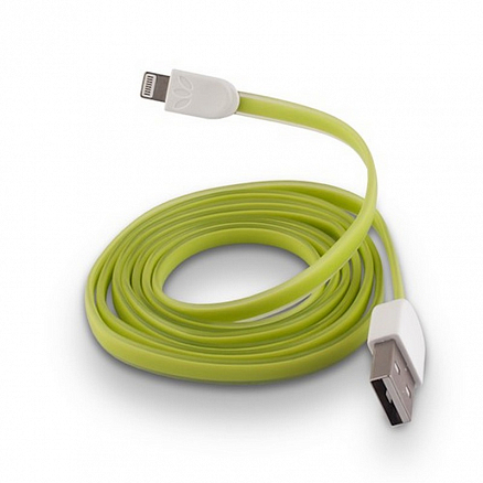 Кабель USB - Lightning для зарядки iPhone 1м 1А плоский Forever салатовый