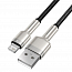 Кабель USB - Lightning для зарядки iPhone 0,25 м 2.4А плетеный Baseus Cafule Metal Data черно-серебристый