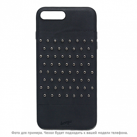 Чехол для iPhone 7 Plus, 8 Plus гибридный с кожей Beeyo Brads Type 2 черный