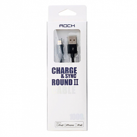 Кабель USB - Lightning для зарядки iPhone 1,8 м 2.4А MFi Rock Round II черный