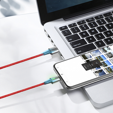 Кабель USB - Lightning для зарядки iPhone 2 м 1.5А магнитный плетеный Baseus Zinc красный