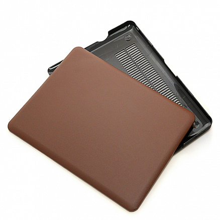 Чехол для Apple MacBook Pro 13 A1278 кожаный с пластиком ISA HardShell коричневый