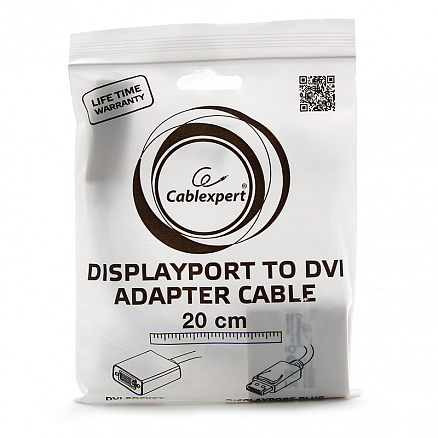 Переходник DisplayPort - DVI-I (папа - мама) 20 см Cablexpert белый