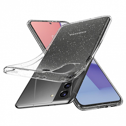 Чехол для Samsung Galaxy S21+ гелевый с блестками Spigen SGP Liquid Crystal Glitter прозрачный