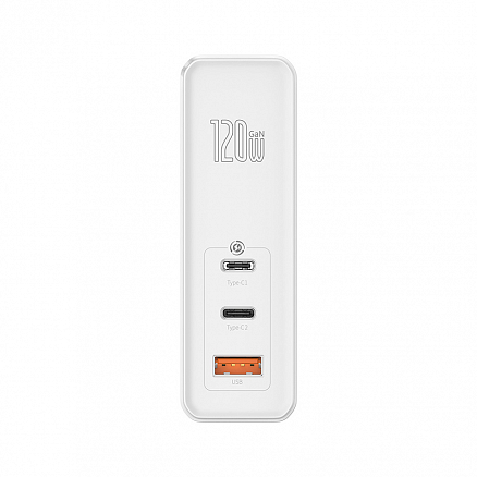 Зарядное устройство сетевое с USB и двумя Type-C входами 5А 120W и Type-C кабелем Baseus GaN2 Pro (быстрая зарядка QC, PD) белое