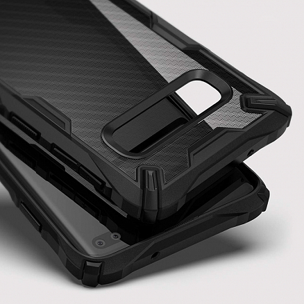 Чехол для Samsung Galaxy S10+ G975 гибридный Ringke Fusion X Design Carbonfiber черный
