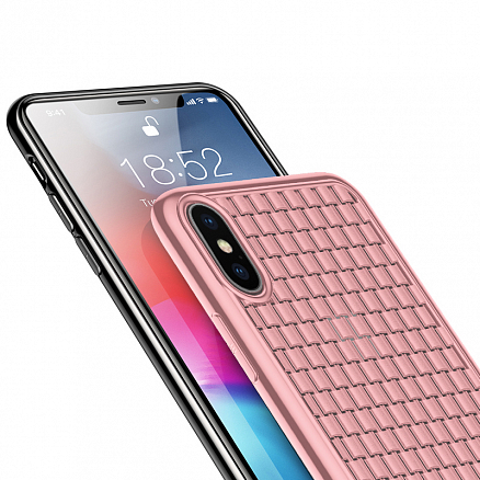 Чехол для iPhone XS Max гелевый Baseus Weaving V2 светло-розовый