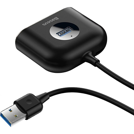 USB 3.0 HUB (разветвитель) на 4 порта Baseus Square Round с питанием USB черный