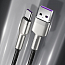 Кабель Type-C - USB для зарядки 1 м 5А 40W плетеный Baseus Cafule Metal Data (быстрая зарядка Huawei, QC) черно-серебристый