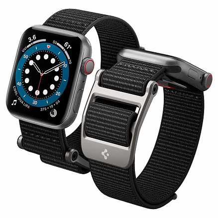 Ремешок-браслет для Apple Watch 42, 44 и 45 мм текстильный Spigen Durapro Flex черный