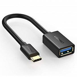 Переходник Type-C - USB 3.0 хост OTG длина 12 см Ugreen US154 черный
