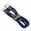 Кабель USB - Lightning для зарядки iPhone 1 м 2.4А плетеный Baseus Cafule сине-золотистый 