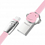 Кабель USB - Lightning для зарядки iPhone 1 м 2.4А плоский Rock Zodiac Monkey розовый