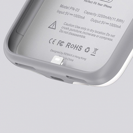 Чехол-аккумулятор для iPhone X, XS Remax Penen 3200mAh серо-белый