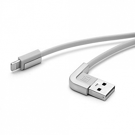 Кабель USB - Lightning для зарядки iPhone 1 м 2А с угловым USB Remax Cheynn серебристый