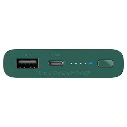 Внешний аккумулятор с беспроводной зарядкой ZMI WPB01 10000мАч (USB, Type-C, ток 3А, быстрая зарядка PD, QC 3.0, 18Вт) зеленый