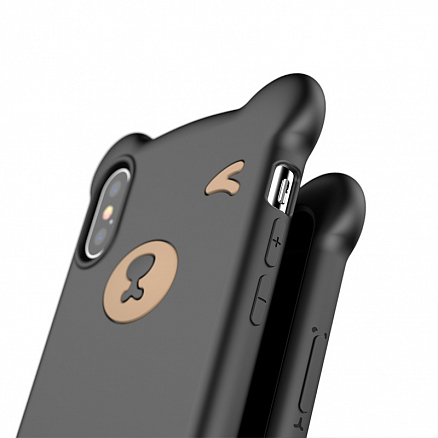 Чехол для iPhone X, XS силиконовый Baseus Bear черный 