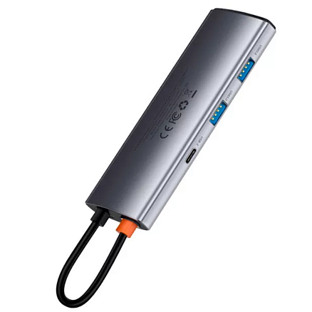 Хаб (разветвитель) Type-C - HDMI, 2 х USB 3.0, Type-C, Type-C PD, SD, microSD Baseus Gleam Series серый