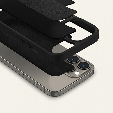 Чехол для iPhone 13 Pro Max гибридный с кожей Spigen Сyrill Leather Brick черный