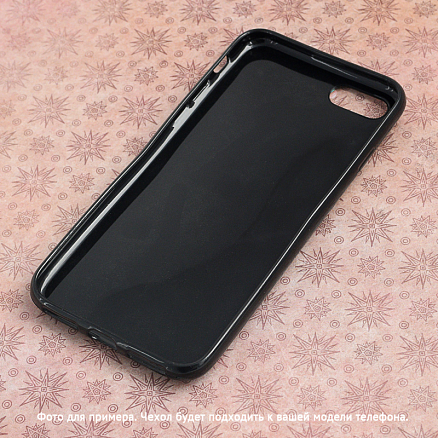 Чехол для iPhone 7, 8 гелевый с пайетками GreenGo Magic черно-перламутровый