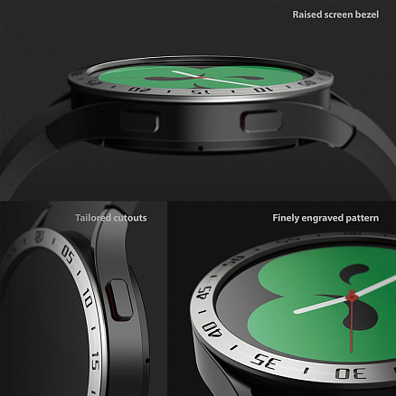 Защитная рамка для Samsung Galaxy Watch 4 40 мм на экран металлическая Ringke серебристая