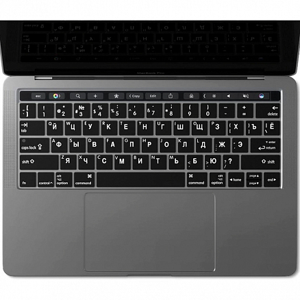Накладка на клавиатуру защитная для Apple MacBook Pro 13 Touch Bar A1706, A1989, A2159, Pro 15 Touch Bar A1707, A1990 USA (русские буквы) черная