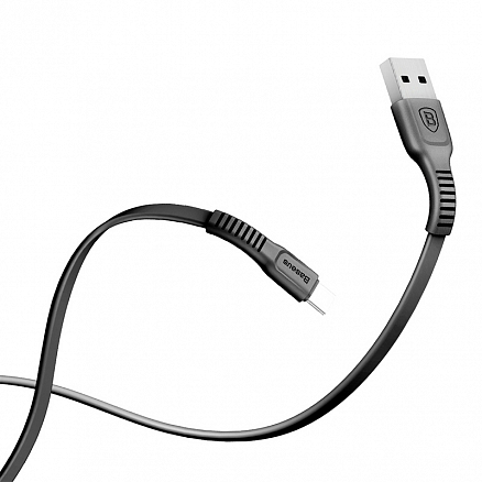 Кабель USB - Type-C для зарядки 1 м 2А плоский Baseus Tough черный