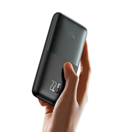 Внешний аккумулятор Baseus Bipow Pro Digital с дисплеем 10000мАч (USB, Type-C, ток 3А, быстрая зарядка PD, QC 3.0, 22.5Вт) черный