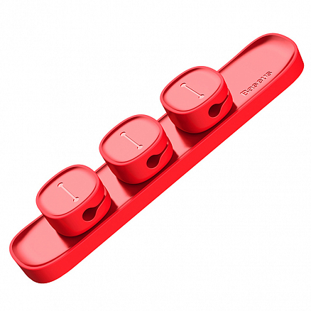 Органайзер кабелей на липучке с магнитными держателями Baseus Peas красный