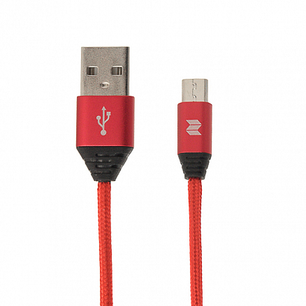 Кабель USB - MicroUSB для зарядки 1 м 2A плетеный Rock Space Metal M5 красный
