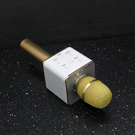 Микрофон беспроводной для караоке с динамиком и USB для флешки Forever BS-101 золотистый