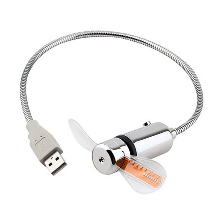 USB вентилятор на гибкой ножке со светодиодными часами