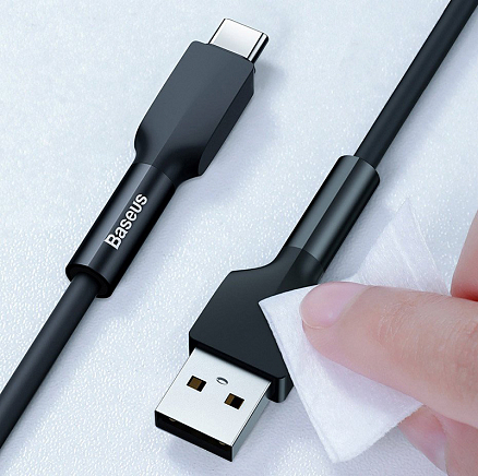 Кабель Type-C - USB 2.0 для зарядки 1 м 3А силиконовый Baseus Silica Gel (быстрая зарядка) черный