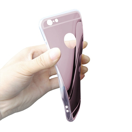 Чехол для iPhone 6 Plus, 6S Plus гелевый GreenGo Mirror розовое золото