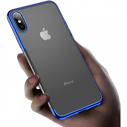 Чехол для iPhone XS Max гелевый Baseus Shining прозрачно-синий