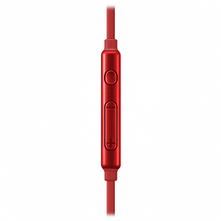 Наушники Samsung EO-EG920L внутриканальные с микрофоном, пультом и плоским проводом красные