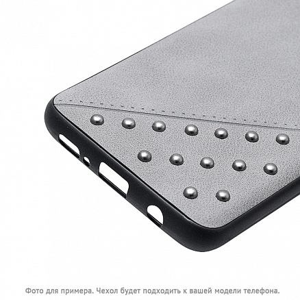 Чехол для Huawei P20 Lite, Nova 3e гибридный с кожей Beeyo Brads Type 1 серый