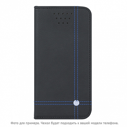 Чехол для телефона от 5.5 до 5.7 дюйма универсальный кожаный - книжка GreenGo Smart Focus черно-синий