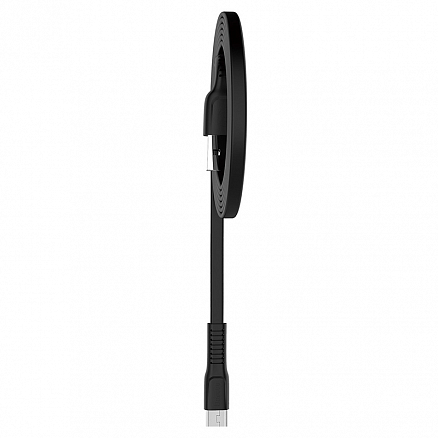 Кабель USB - MicroUSB для зарядки 1 м 2А плоский Baseus Tough черный