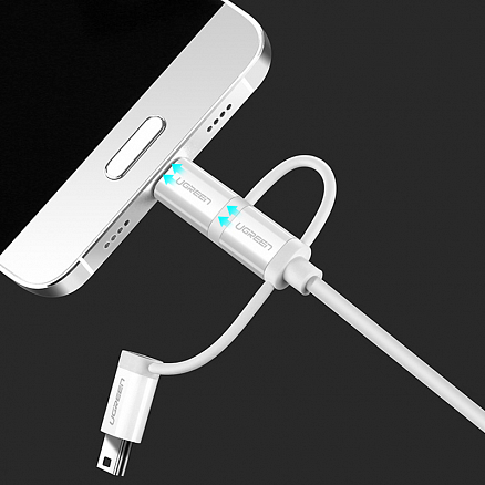 Кабель USB - MicroUSB, MiniUSB, Type-C 1 м 2A Ugreen US185 белый