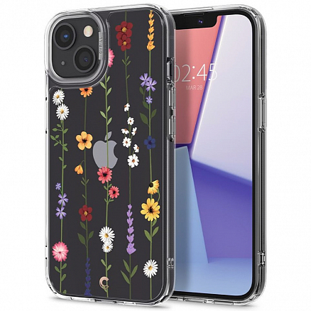 Чехол для iPhone 13 mini гибридный Spigen Cyrill Cecile Flower Garden прозрачный