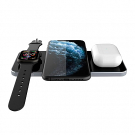 Беспроводная зарядка 3-в-1 для телефона, Apple Watch и AirPods 10W Prestigio ReVolt A5 (быстрая зарядка) черная